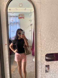 Peach Denim Shorts