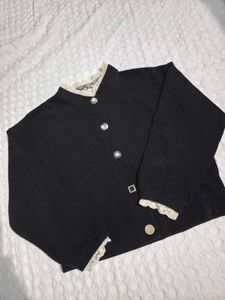 Black Lace Trim cardigan