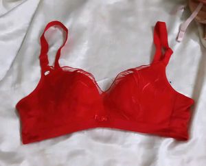 Red Satin Lace Bra