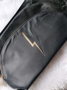 Carolina Herrera Black Clutch with Gold Lightning