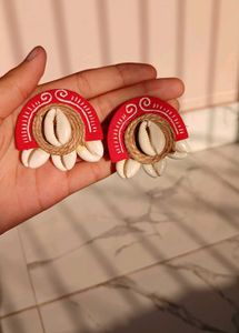 Ethnic fabric Shell Earrings