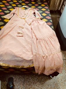 Elegant Peach Kurta with Gold Embellishments