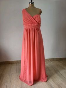 Elegant Coral One-Shoulder Maxi Dress
