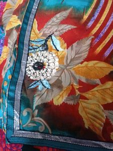 Vibrant Floral Print Saree