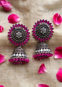 🆕Pink Stone Jhumka Earrings