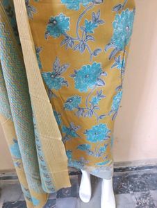 Mustard Floral Kurta Set with Dupatta