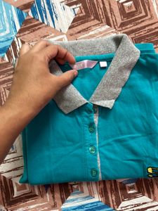 Sea Green And Off White Night Wear... Combo
