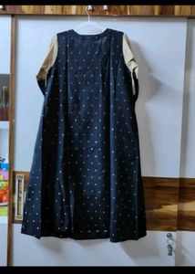 Navy Blue Kurta Set with Gold Dots