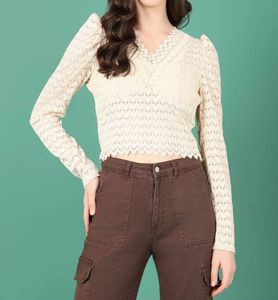 White Lace Long Sleeve Top
