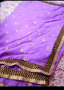 Purple Sari with Embellished Blouse