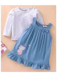 Babyoye Singlet Denim Frock With Inner