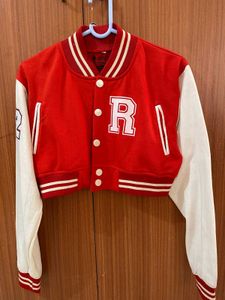Varsity Cropped Jacket - Red