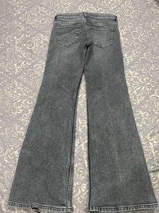 low waisted Flared Grey Wash Denim Jeans