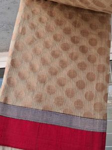 Elegant Beige Saree with Polka Dots
