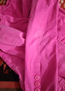 Pink Shade Denim Fabric Blazer Jacket