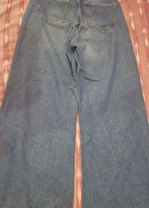 Wide Leg Blue Denim Jeans