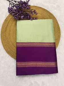 Elegant Light Green & Purple Silk Saree