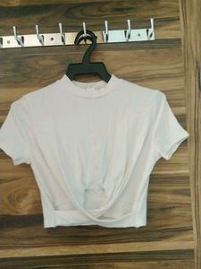 Stylish White Twisted Crop Top