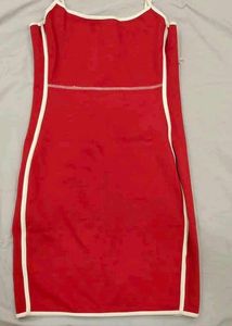 Red Mini Dress with White Trim