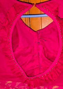 Vibrant Pink Blouse with Elegant Sleeves