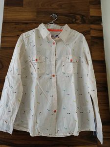 Cute Bow Print Button-Up Shirt