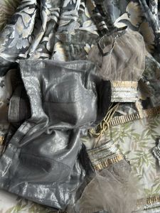 Silver Embellished Party Wear Net & Georget Saree