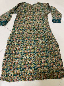 Green Floral Print Kurta