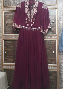 Elegant Embroidered Wine color Ethnic Gown