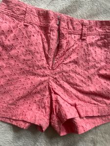 Chic Pink Eyelet Shorts