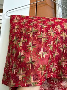 Elegant Red Embroidered Saree