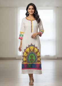 Elegant Off-White Printed Kurta