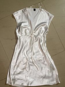 White Satin Tie-Front Mini Dress (zara inspired)