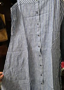 Blue &amp; White Striped Midi Dress