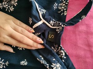 Elegant Navy Blue Printed Kurti