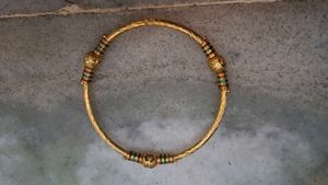 Gold Necklace &amp; Earring Set with bracelet bangles