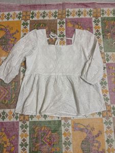White Eyelet Peplum Blouse