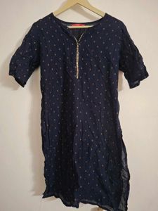 Elegant Navy Kurta with Gold Print