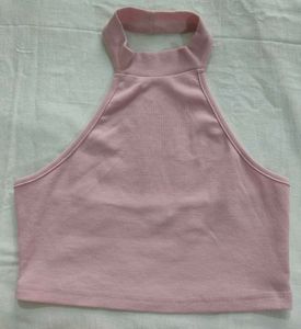 Ribbed Halter Neck Crop Top