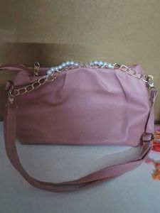 Stylish Pearl & Chain Accent Handbag