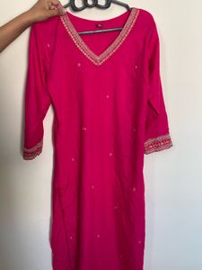 Vibrant Pink Embroidered Kurta
