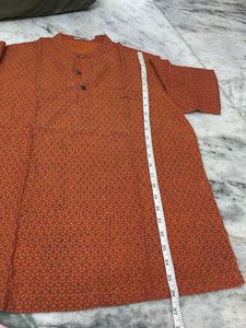 Rust orange Printed Cotton Kurta