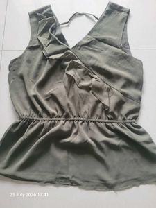 Stylish Olive Green Ruffled Top