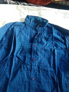 Men's Blue Textured Shirt
