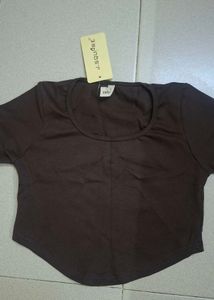 Women's Brown Short Sleeve Top