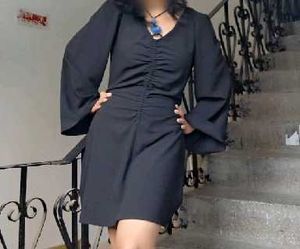 Chic Black Ruched Dress