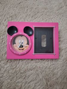 Pink Mickey Mouse Photo Frame Clock