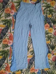 Light Blue Crinkle Palazzo Pants