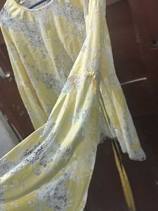 Yellow Lace Bell Sleeve Top