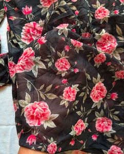 Floral High Neck Mesh Top