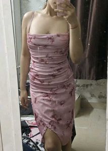 cowl neck Mauve pink Midi Dress